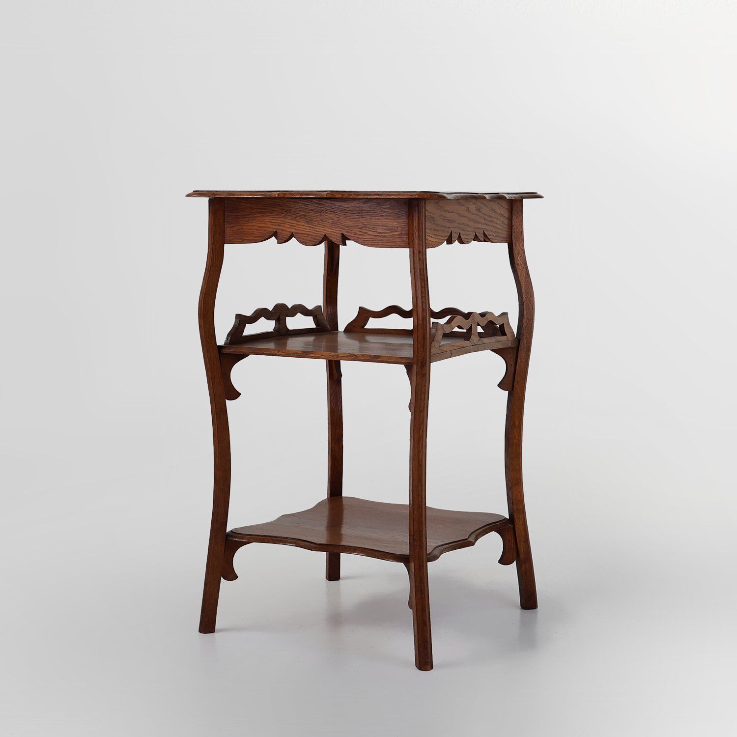 French Art Deco Side Table in Full Oak, 1920