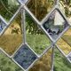 Pair of old double stained glass doors. Metal frames. Stained glass windows
