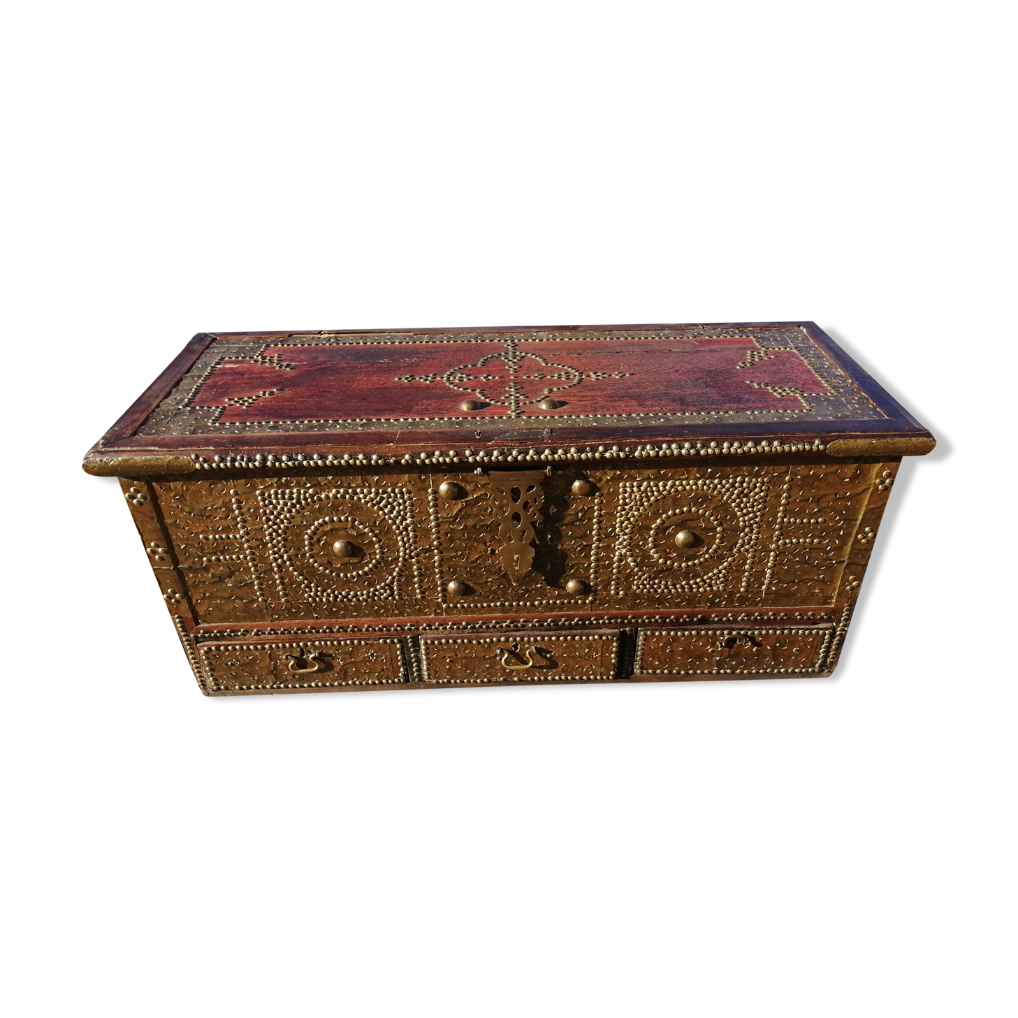 Oriental wedding chest in solid wood