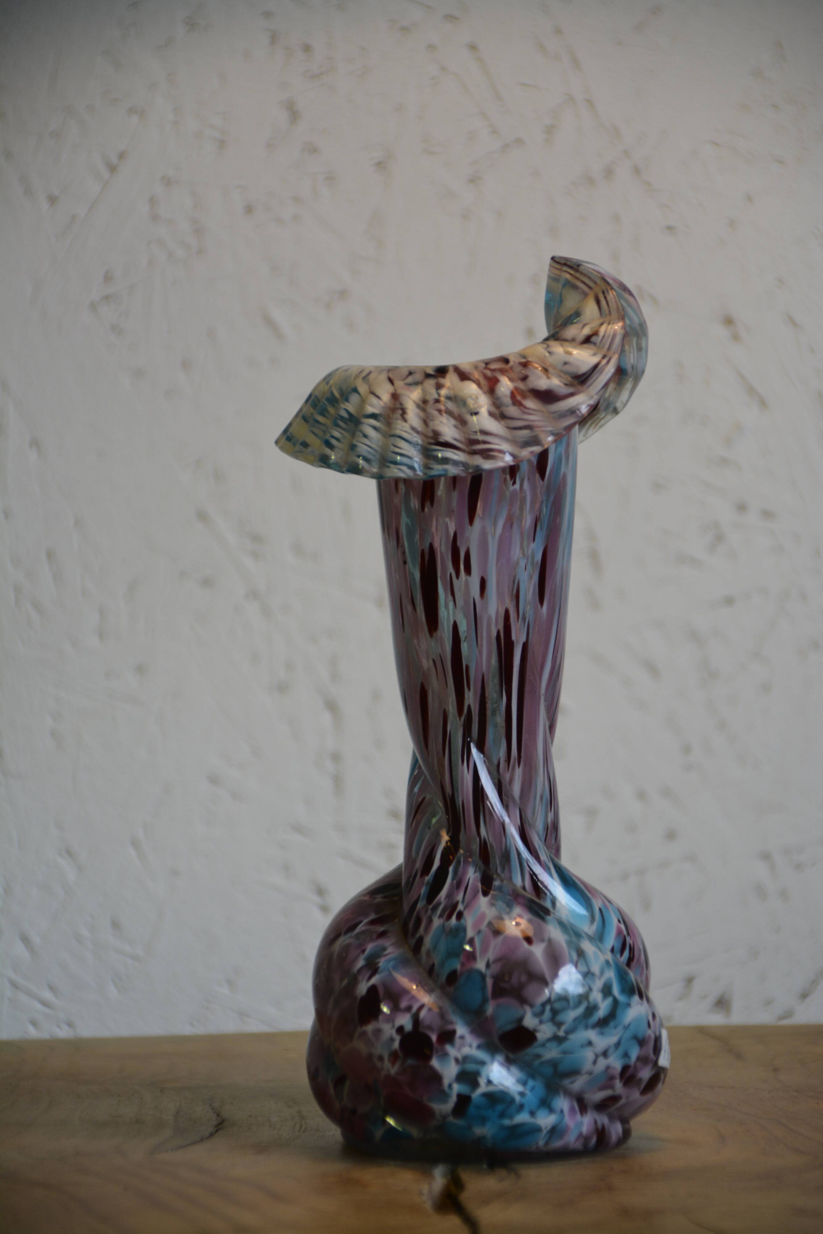 Pink and twisted blue vase