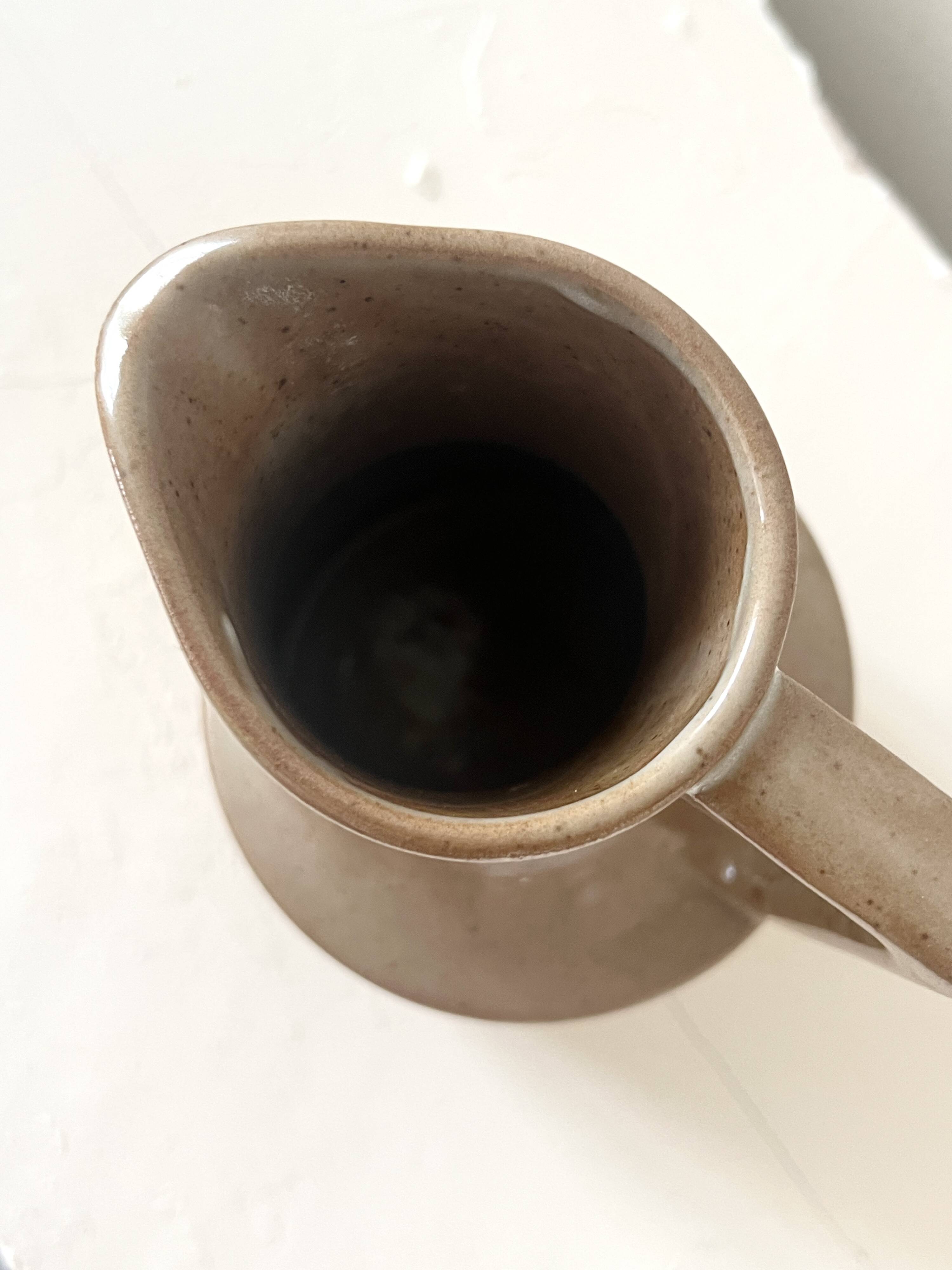 Enamelled ceramic carafe, high-fired stoneware, registered design.