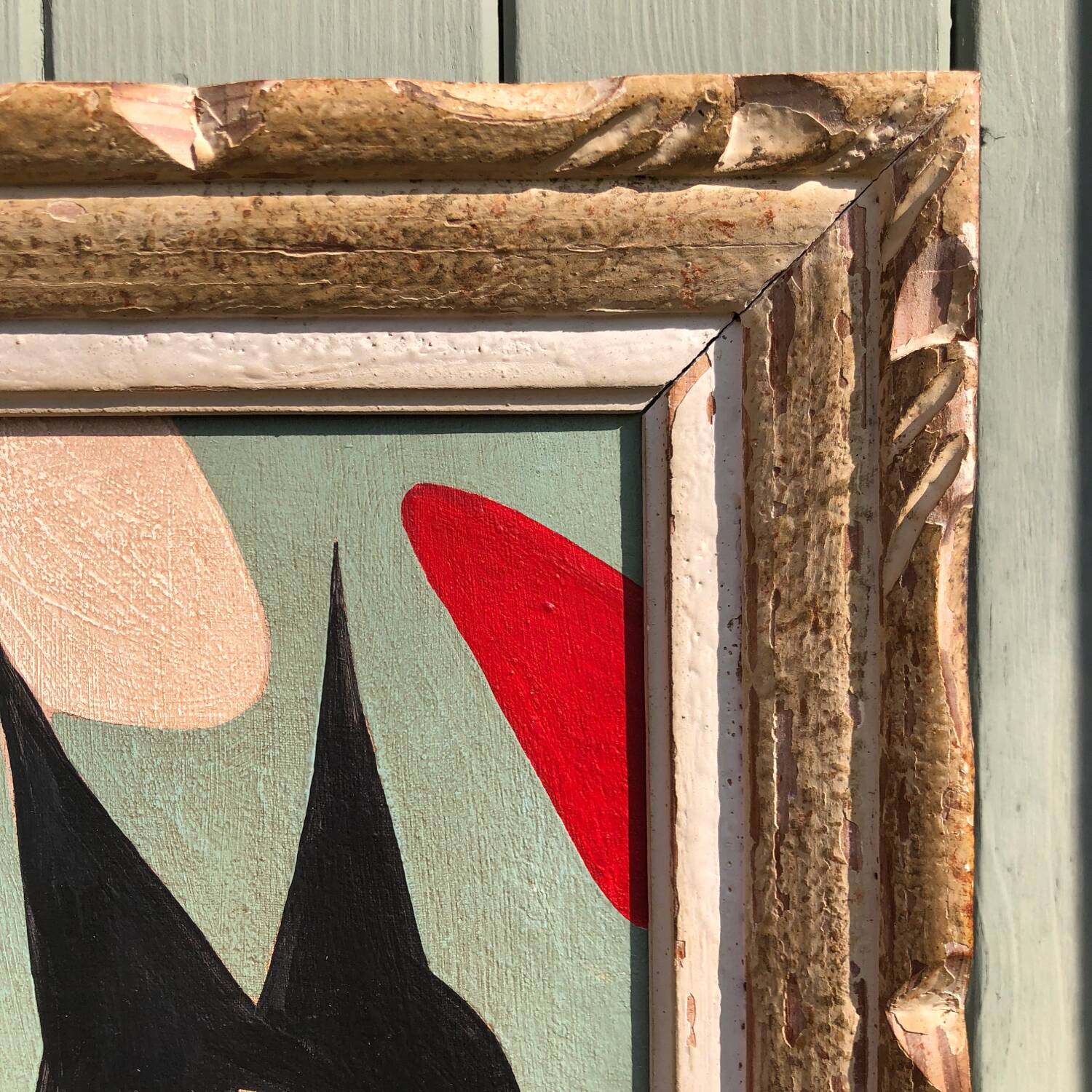 Abstract painting on wood panel