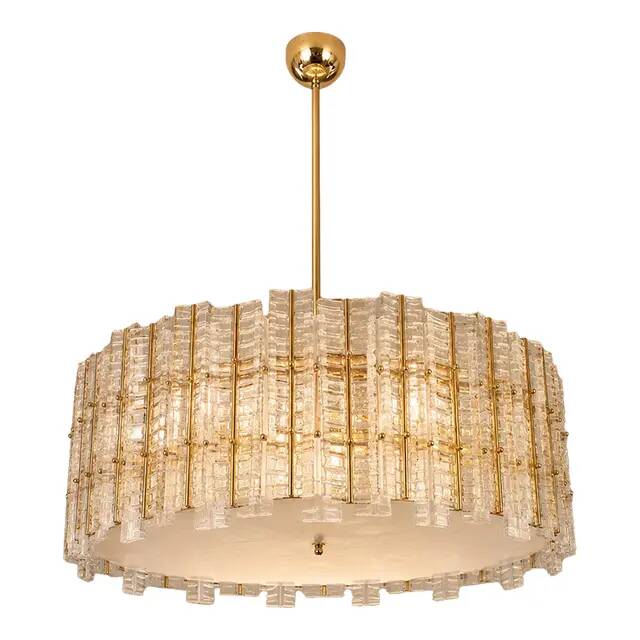 Contemporary Modern Italian “Tropical” Murano Glass Gold Round Chandelier