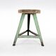 Vintage industrial steel & wood tripod stool, 1950's