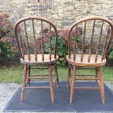 2 vintage bistro chairs called gondolas in solid oak.