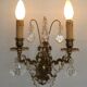 Pair of French Baroque Double Bronze Crystal Wall Lights Glass Bead Swags
