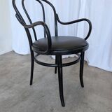 Vintage Thonet Style Dining Chair: Black Bentwood Cane Seat