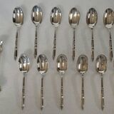Box of 12 mocha spoons and 1 sugar tongs Ercuis silver metal