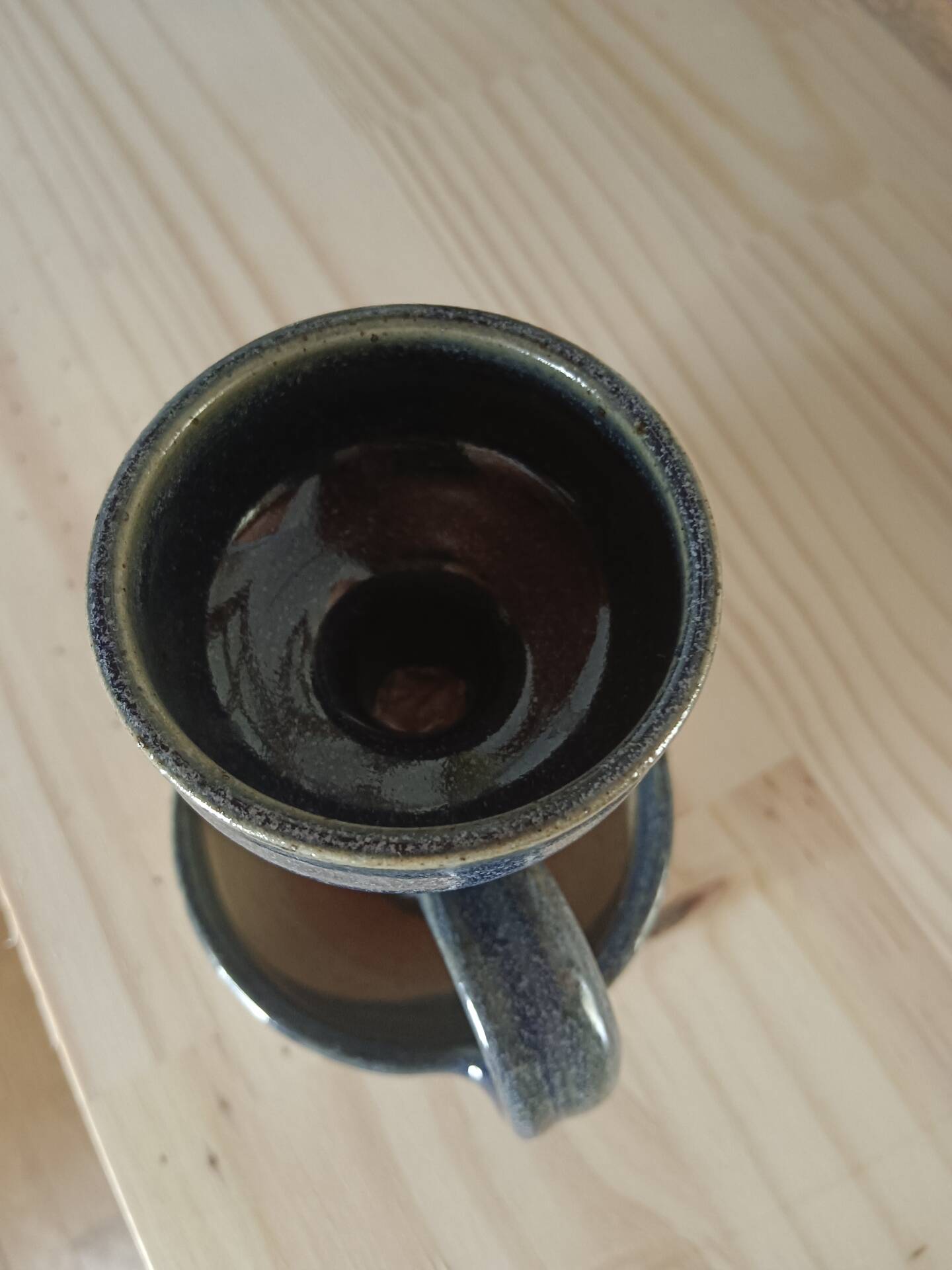 Bougeoir « Rat de Cave » en Grès Émaillé Bleu – Vintage Artisanal