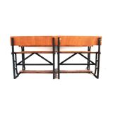 Large wooden school desk on wheels with desk flap, great for catering or the office