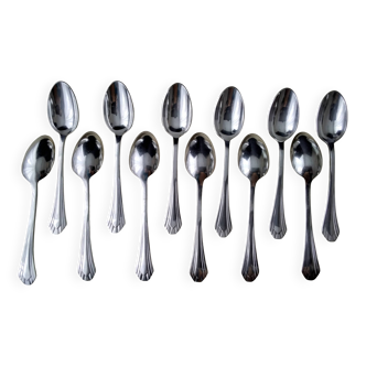 Coffret de 12 cuillères à café  Métal Argenté Style Art Déco