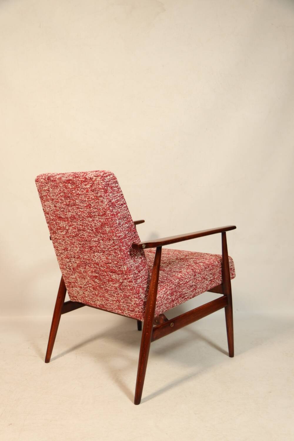 Vintage armchair and footrest red lobster Boho style fabric design by H.Lis 300-190 model
