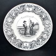 Sarreguemines U&C illustrated talking plate "Napoleon" 19th century.