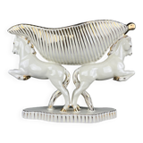 Antique ceramic vase with horses by Egisto Fantechi Maioliche Ceramic, Sesto Fiorentino, Italy, 1940s.