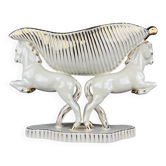 Antique ceramic vase with horses by Egisto Fantechi Maioliche Ceramic, Sesto Fiorentino, Italy, 1940s.