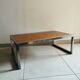 Vintage coffee table in elm burl and stainless steel base – Design 1970
