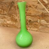 Old Vase Soliflore MURANO Multilayer Glass Green & White Vintage #B092