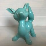 Renard en céramique bleue