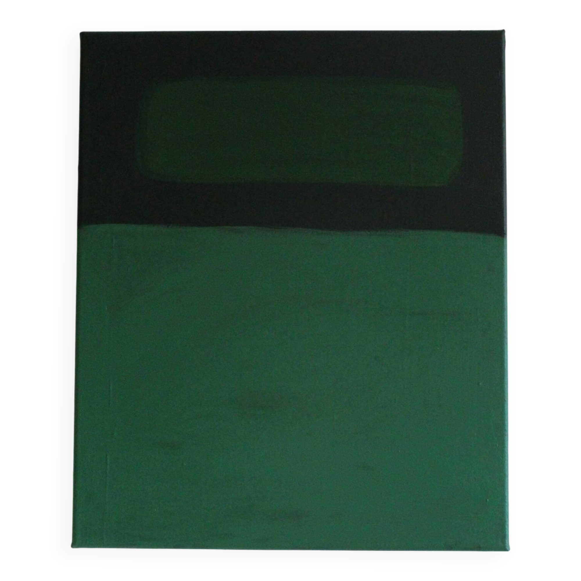 Minimalist green canvas "inside garden" signed Bodasca