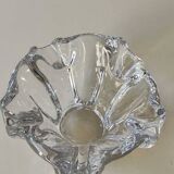 Empty Pocket/Organic floral shape ashtray/Corolla in transparent crystal. Baccarat style