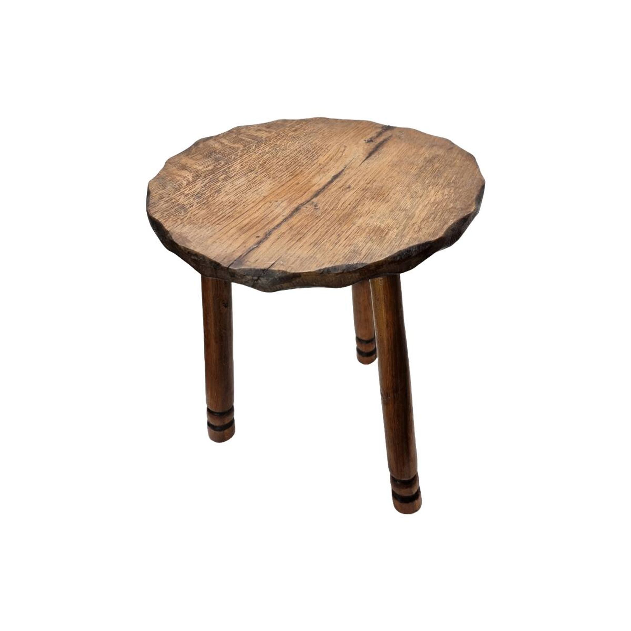 French Oak Tripod Stool, 1960s