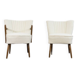 Pair of white cream boucle chairs, 1950s