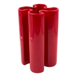 Franco Bettonica, Space age rare red ceramic vase, Gabbianelli Italy ca. 19