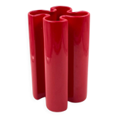 Franco Bettonica, vase en céramique rouge rare de l'ère spatiale, Gabbianelli Italie ca. 19