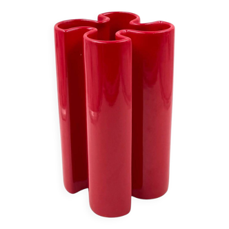 Franco Bettonica, vase en céramique rouge rare de l'ère spatiale, Gabbianelli Italie ca. 19