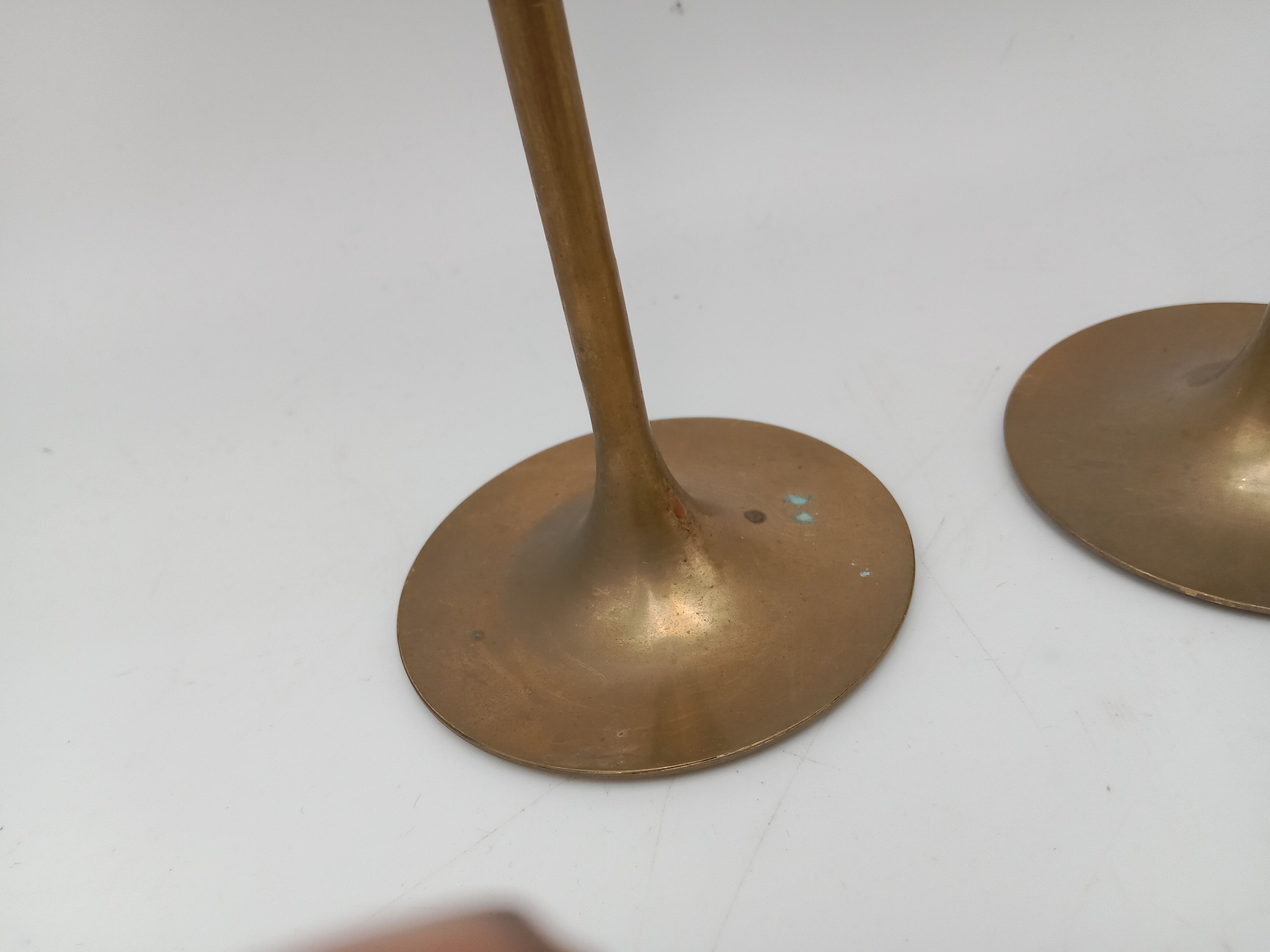 Series of 4 Scandinavian brass candle holders