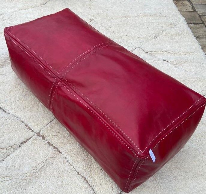 Red leather floor cushion