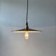Pair of old industrial black enamelled pendant lights
