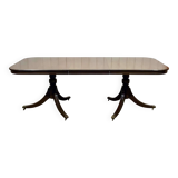 1950s English Regency walnut table with 1 extension leaf