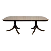 1950s English Regency walnut table with 1 extension leaf