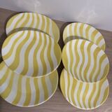 Manufacture de salin 6 yellow oval flat plates with zebra pattern