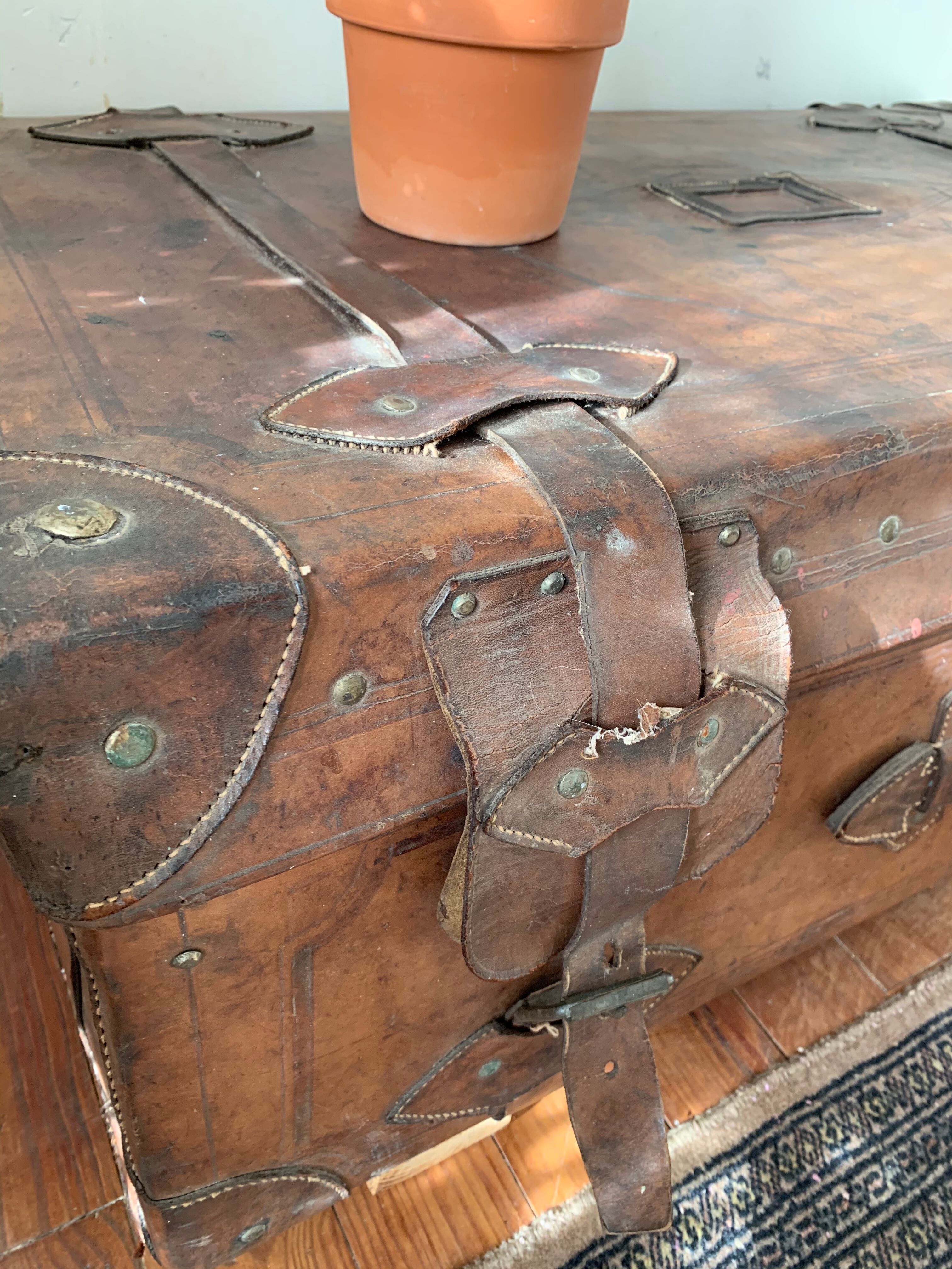 Old leather trunk