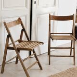 Pair of folding wooden chairs
