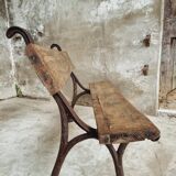 Antique garden bench park bench cast iron with oak