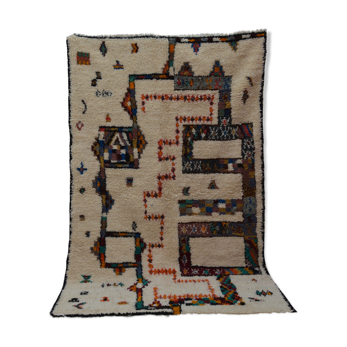 Handmade abstract Berber rug 263 x 150 CM