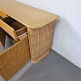 Wood / bamboo / rattan sideboard Roberti Rattan 1970s stunning condition
