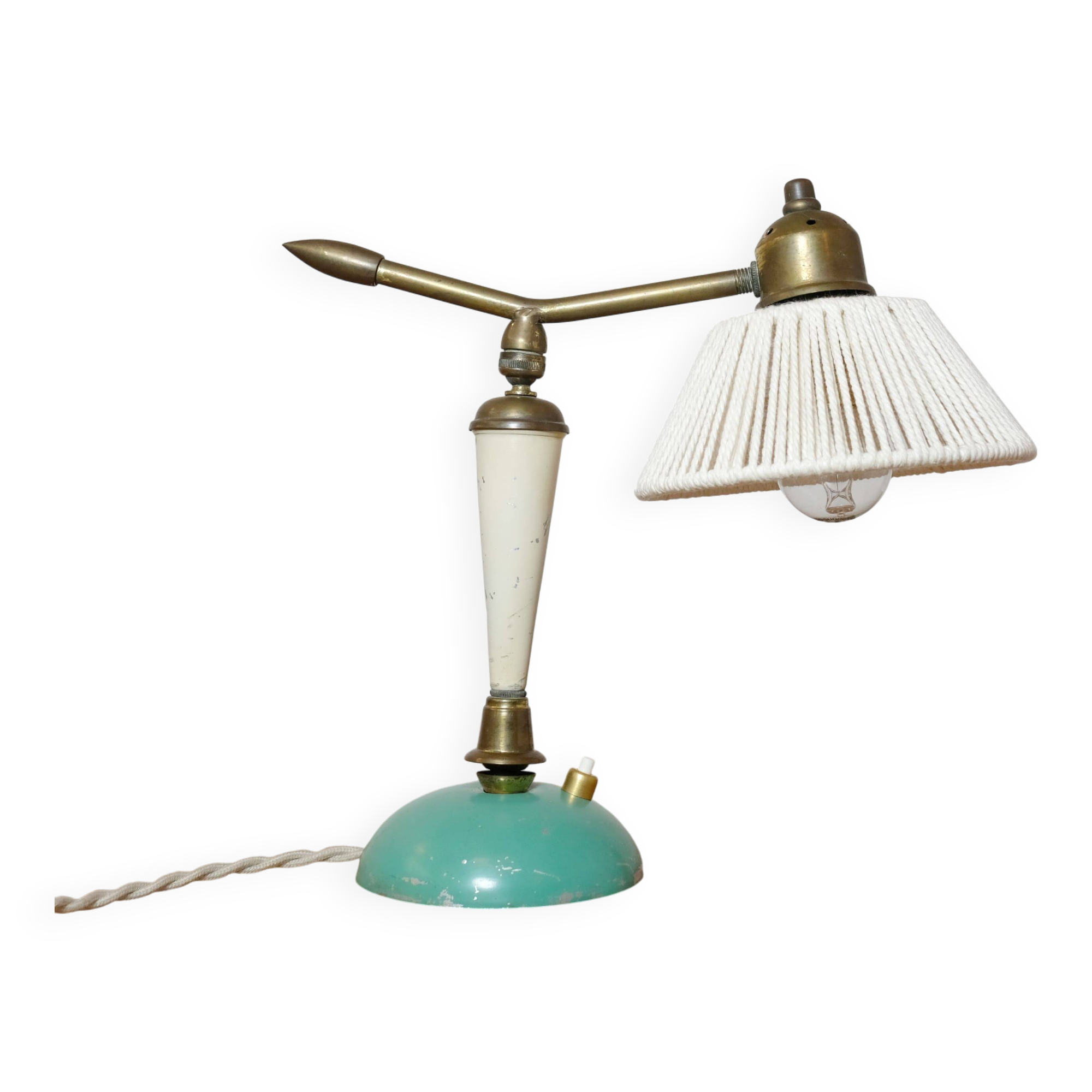 Brass and lacquered metal lamp from the 1950s.