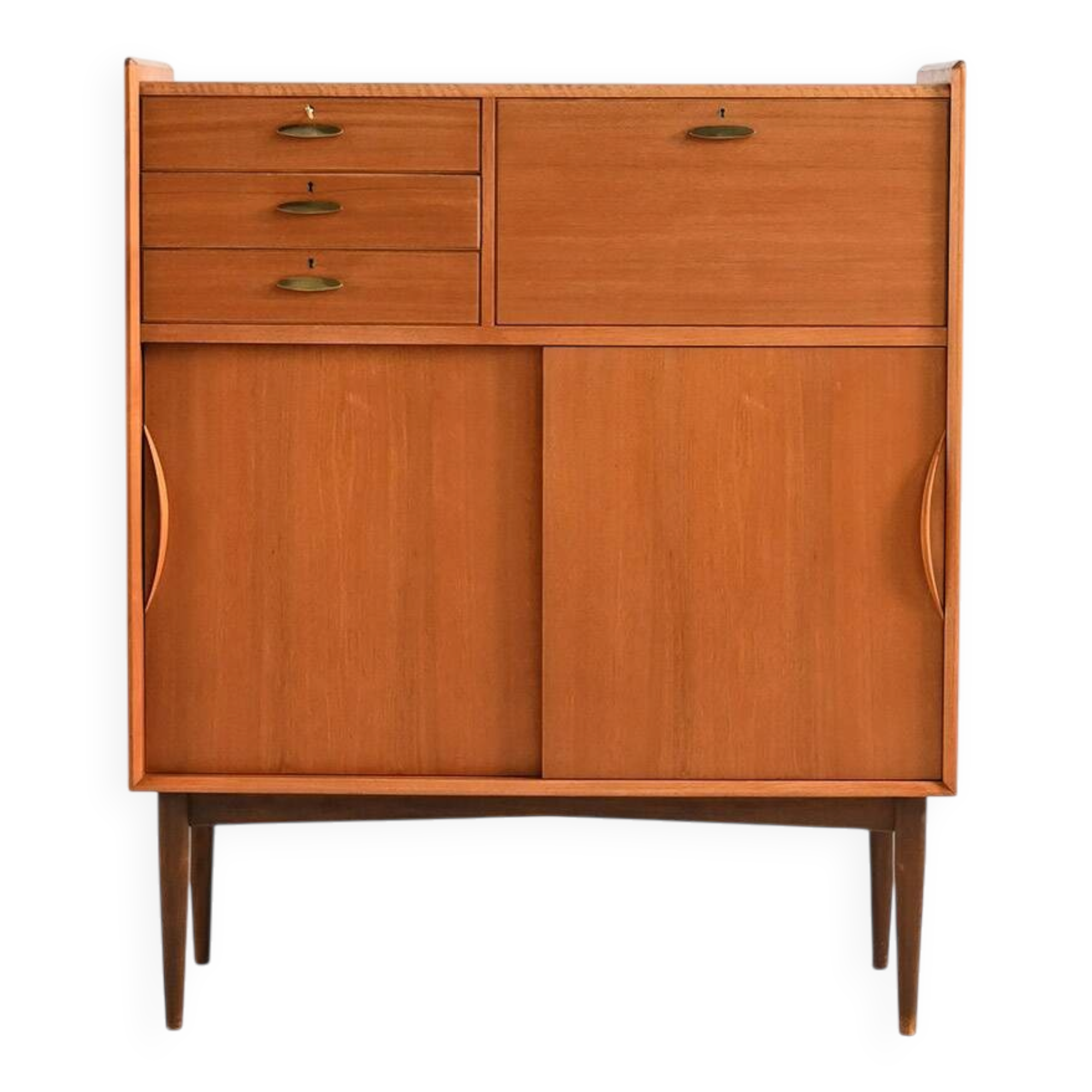 1950s Danish teak and brass cabinet