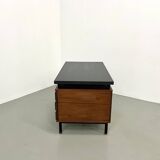 Pierre Guariche desk in teak and lacquered steel