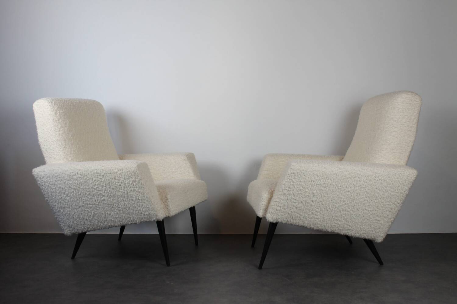 Paire de fauteuils 1960 bouclettes laine