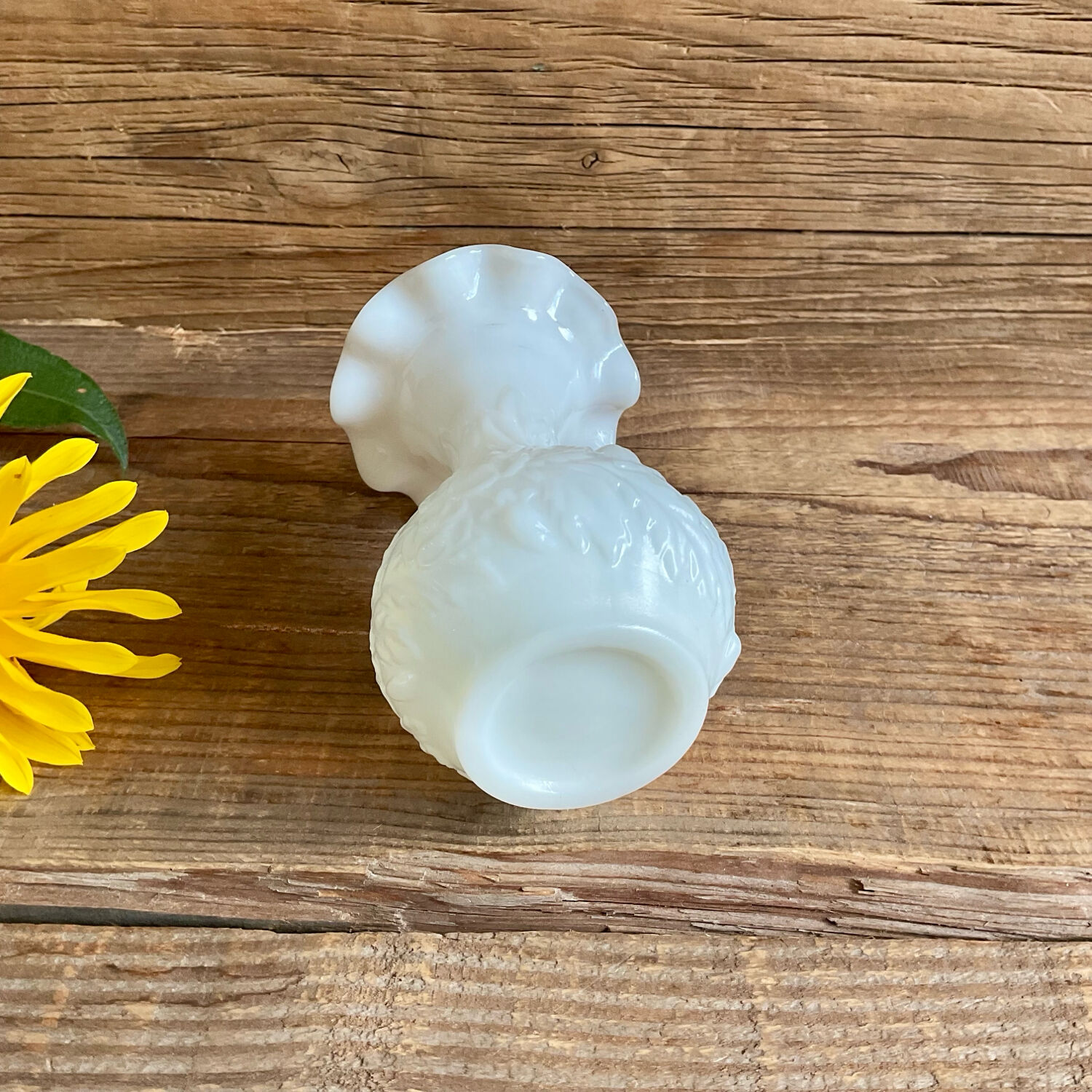 Small white milk glass vase