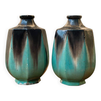 Paire de vases art déco en ceramique vers 1930