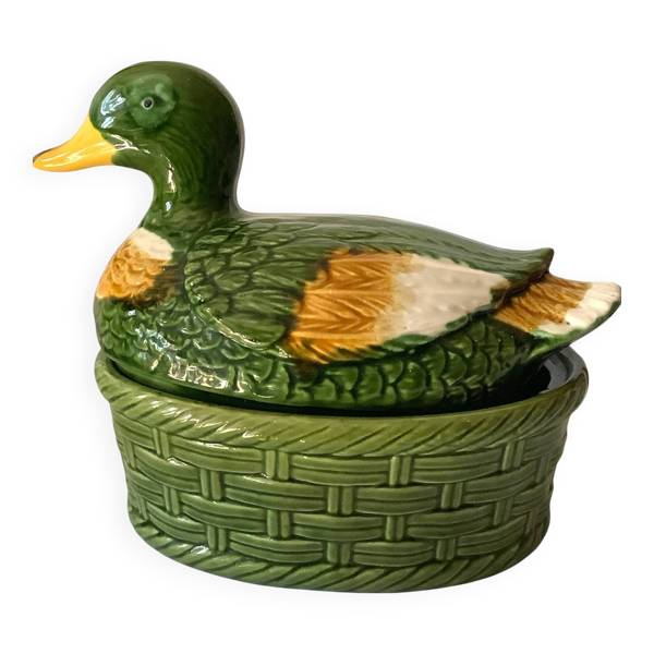 Terrine zoomorphe en faïence en forme de canard – Fabriquée au Portugal