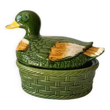 Terrine zoomorphe en faïence en forme de canard – Fabriquée au Portugal