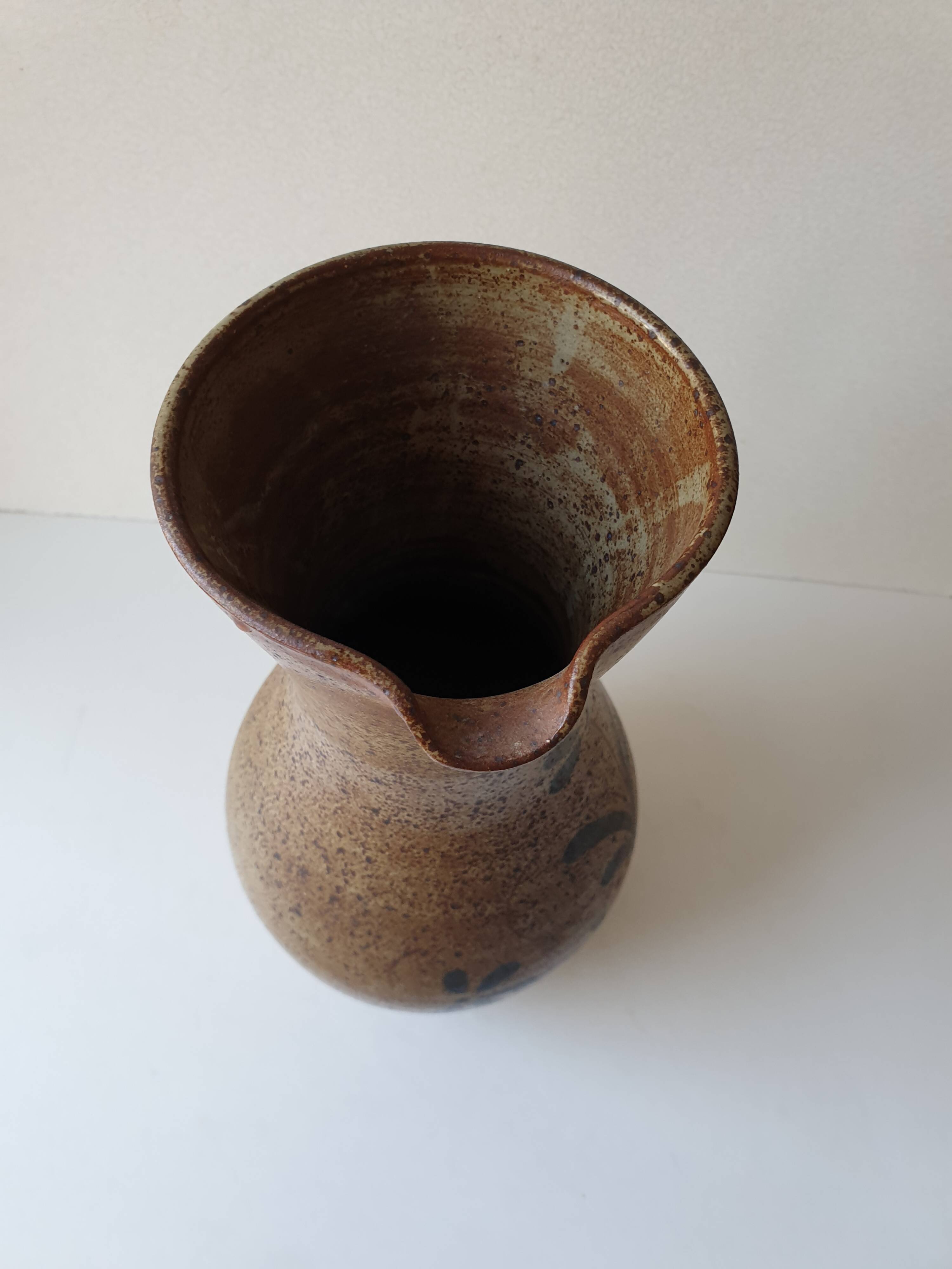 Large glazed stoneware ceramic pitcher Le refuge - 29cm