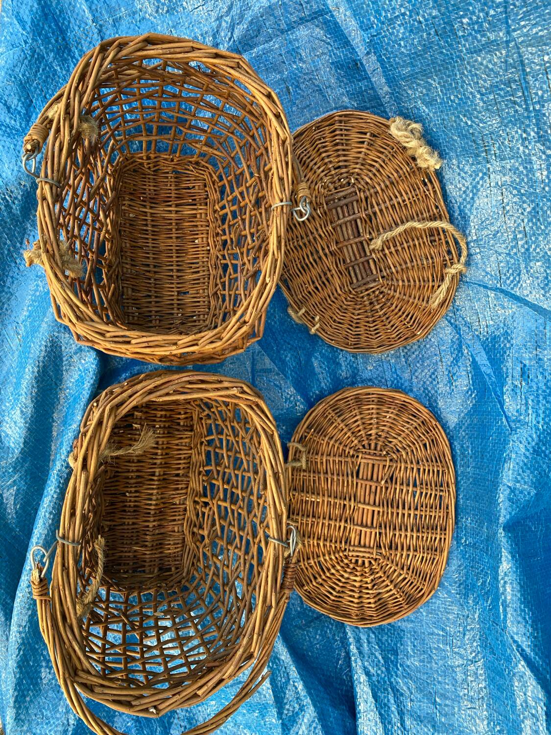 Lot de 2 petits paniers en osier tressés main